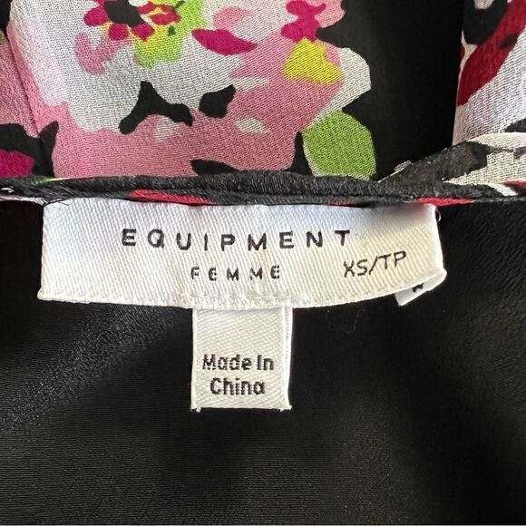 Equipment Natasha 100% Silk Floral Oversized Long Sleeve Knee Length Dress - Picture 12 of 13